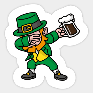 Dab dabbing leprechaun St. Patrick's day pint dark Irish beer Sticker